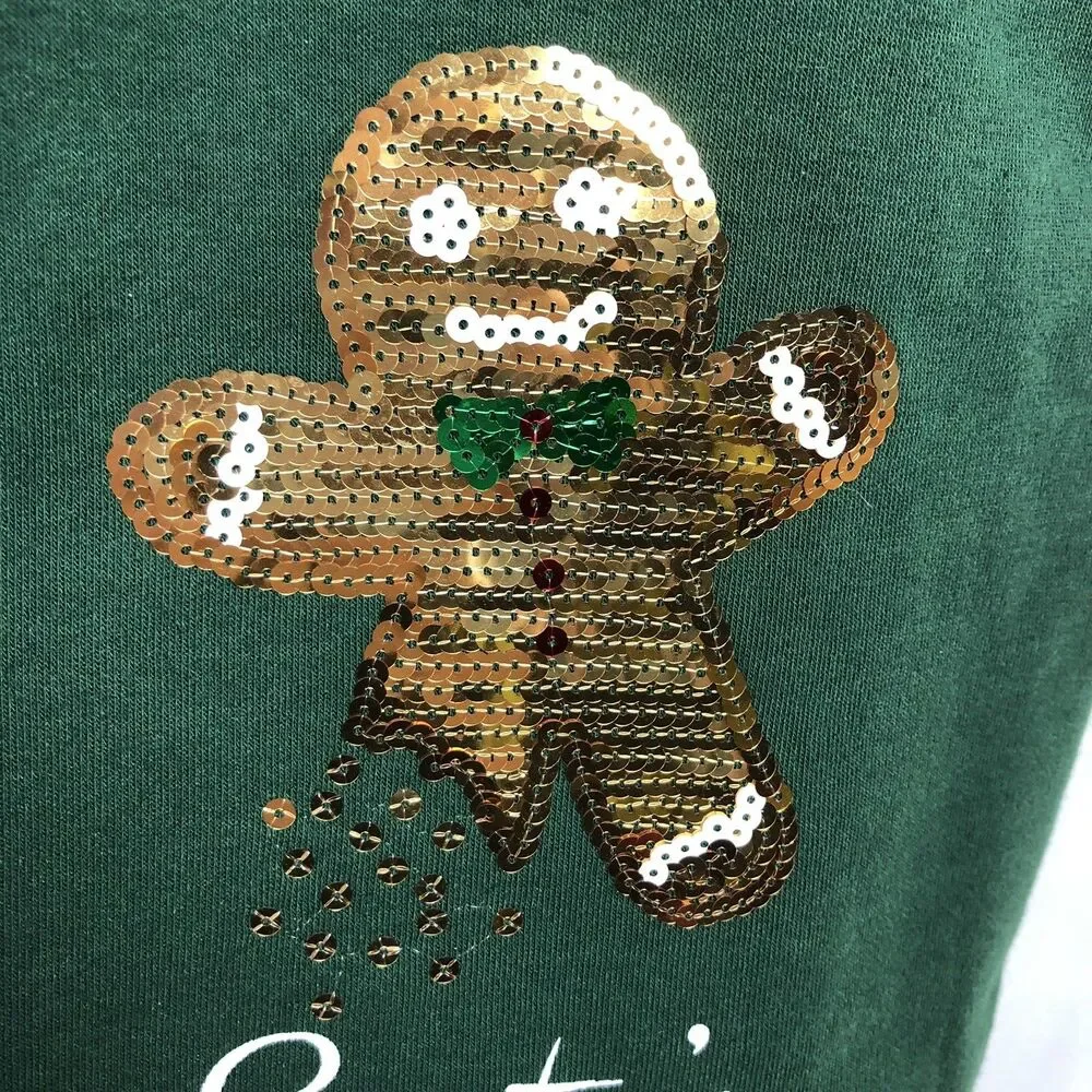 Santas Cookie Tester Holiday Pet Sweatshirt Large Green & Red Hoodie New w/ Tags